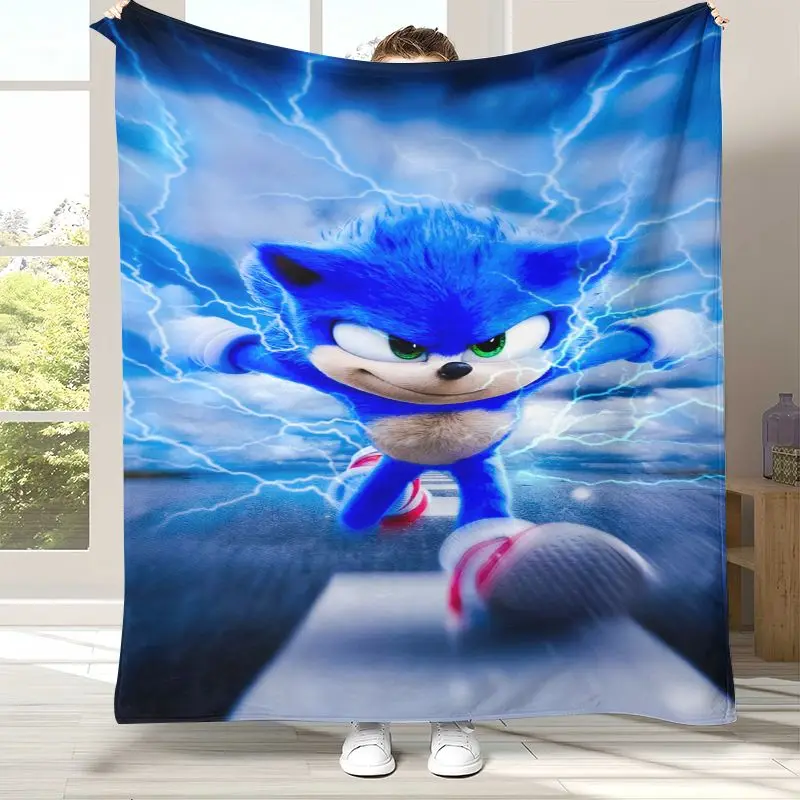 Vintage S-Sonic Rings K-Knuckles Game Flannel Throw Blanket,Cozy Warm Blanket for Bed,Sofa,Living Room,Picnic,Camping,Home Decor