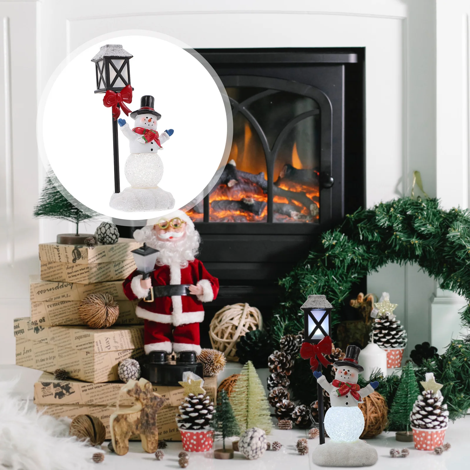 

1Pcs Snowman Xmas Night Light Decorative Resin Craft Creative Home Desktop Christmas Party Ornament Romantic Gift