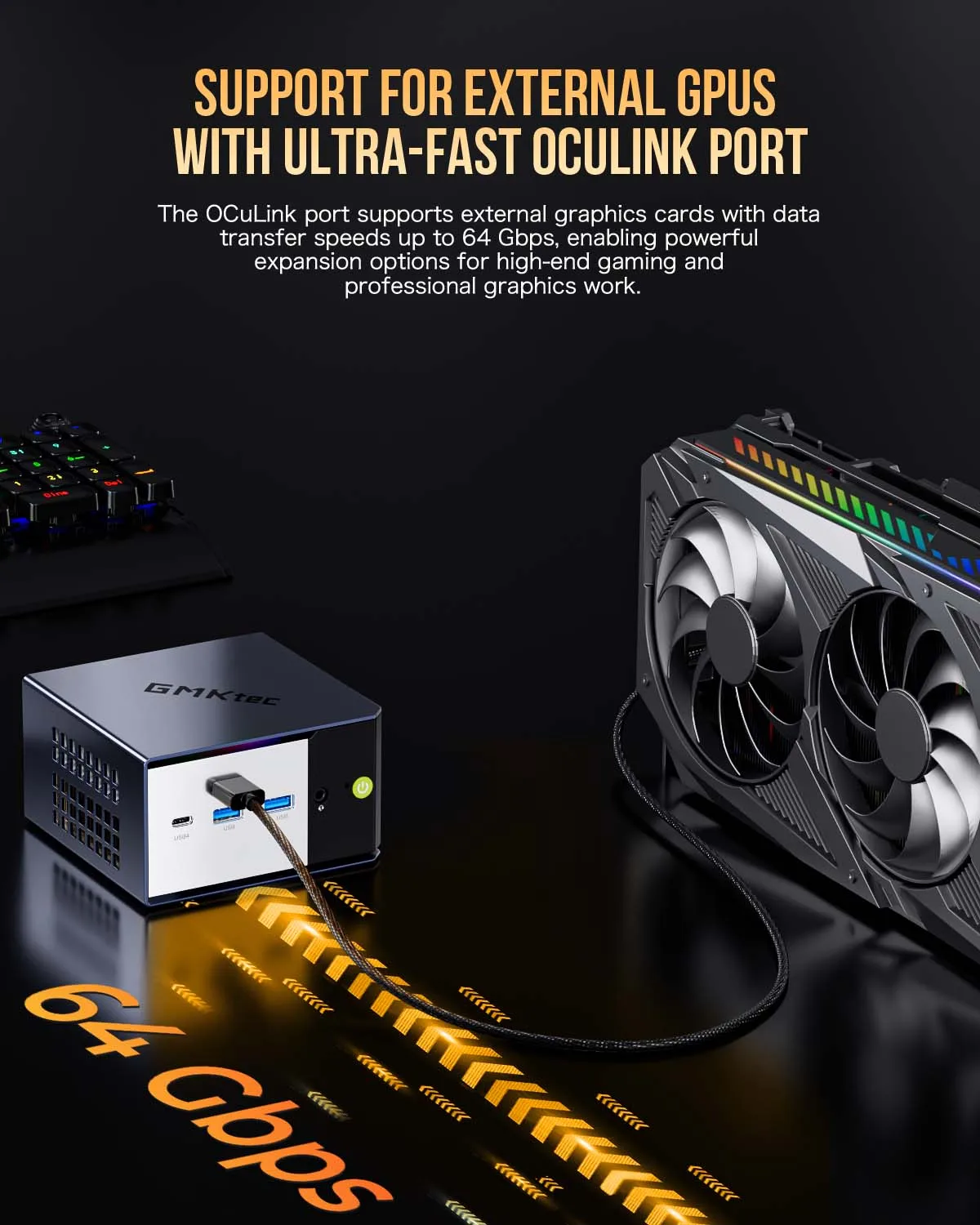 GMKtec Mini PC EVO-X1 AMD AI 9 HX 370 70W LPDDR5X 32GB 7500MHz PCIe4.0 M.2 SSD Wifi6 BT5.2 USB3.2*4 Computer da gioco AI