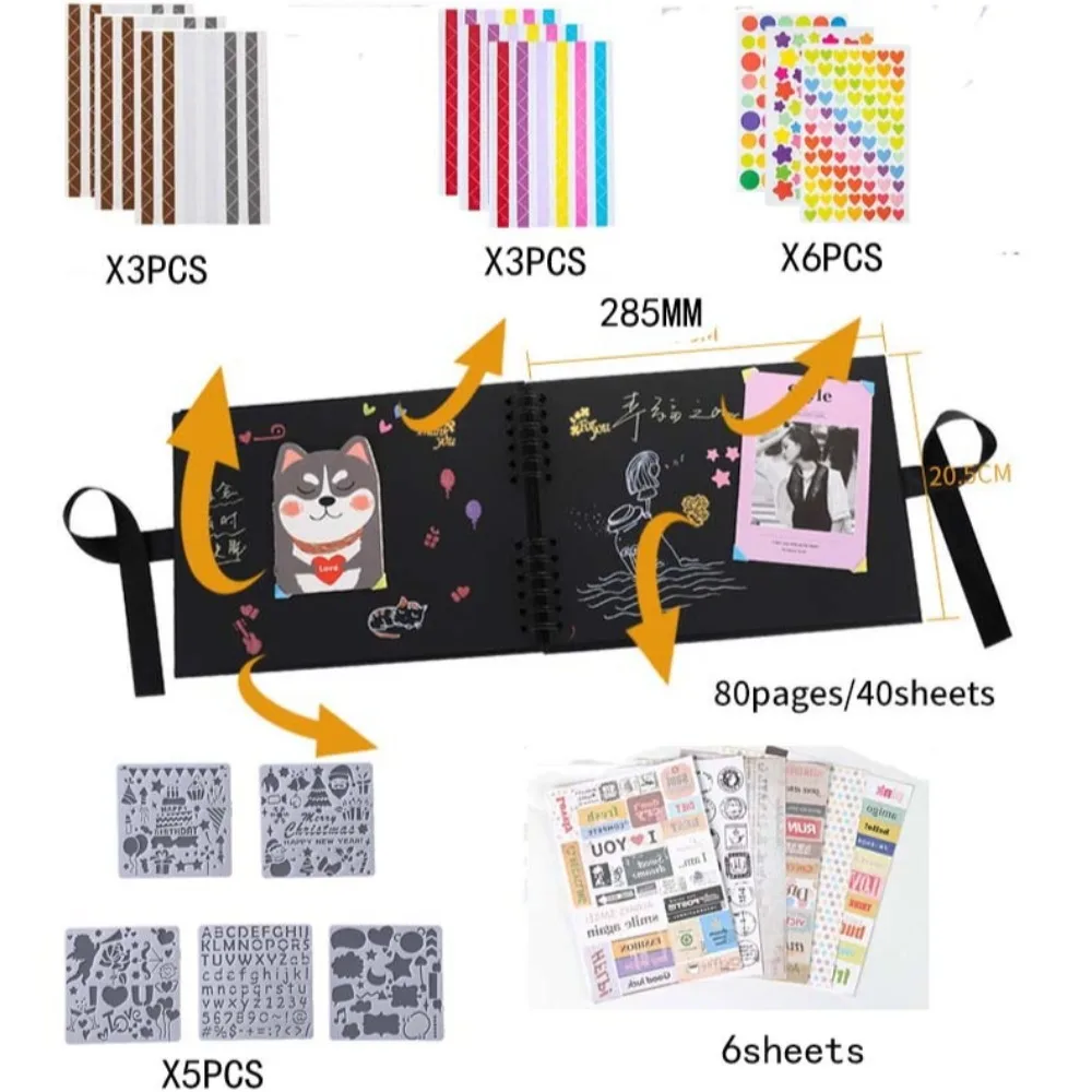 11.4 Inch Scrapbook Photo Album Wedding Guest Book Anniversary Memory Scrapbooking Photo Album with DIY Accessories 80 Pages
