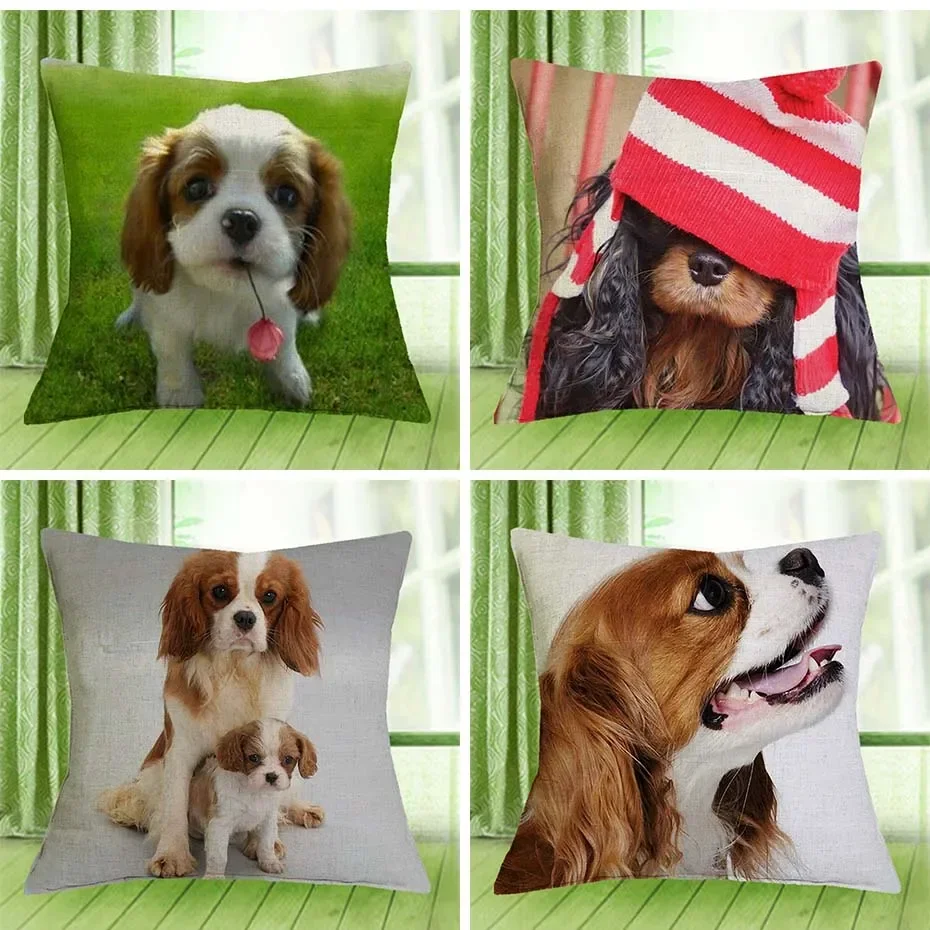 Cavalier King Charles Spaniel Printed Series Sofa Creative Cushion Cover Simple Pillowcase Home Decor Party