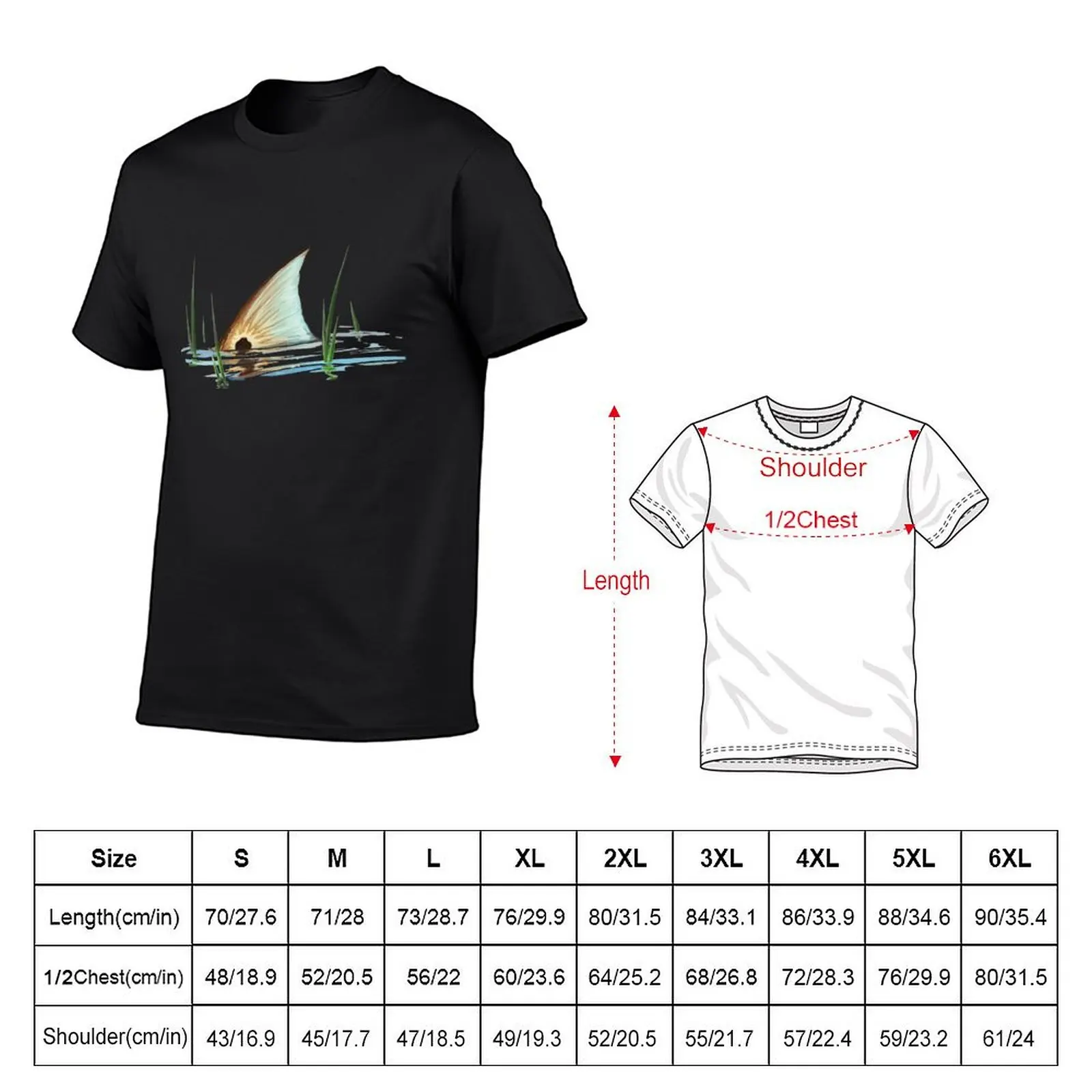 Tailing Redfish in Grass Redfish Tail T-Shirt plain korean fashion blacks blue archive mens t shirts