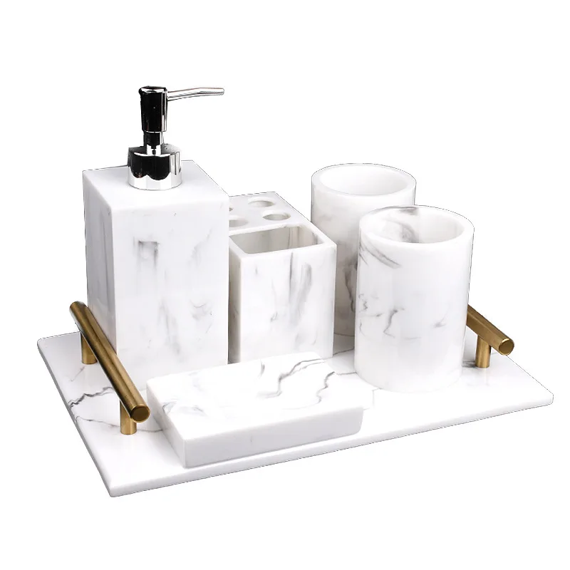 

Resin Imitation Marble Bathroom Wash Set Bathroom Storage Tray Toilet Accessories Hotel Bathroom Supplies Home Furnishings