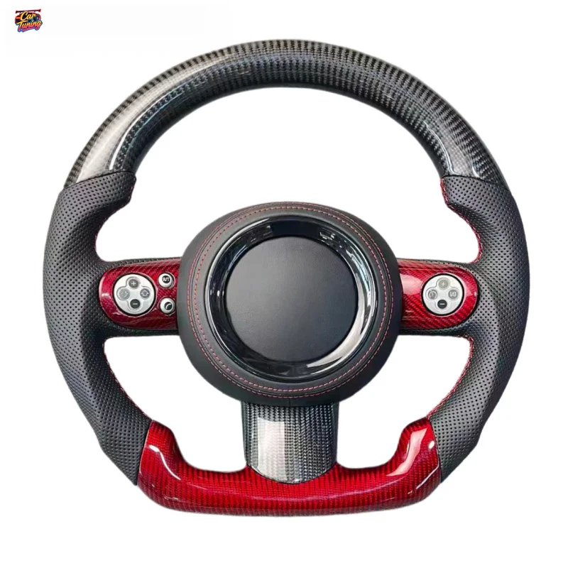 For BMW Mini Cooper R56 R61 New Product Wholesale Perforated Leather Carbon Fiber Steering Wheel