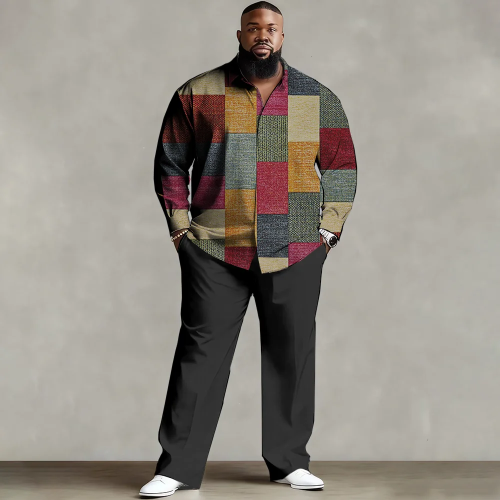 

Комплект мужской рубашки больших размеров S-9xl: шотландский современный стиль — смесь мягкого хлопка, гладкие асимметричные клетчатые принты, устойчивые к морщинам,