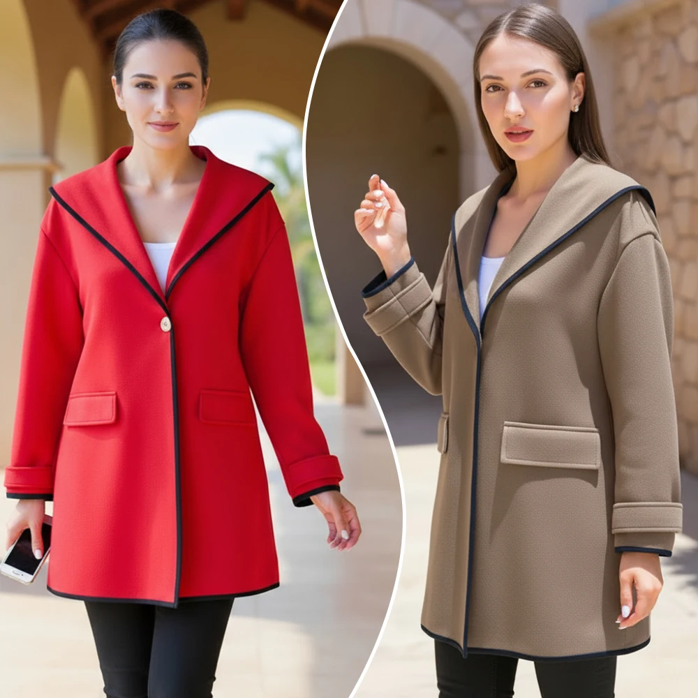 

2025 Women's Autumn Winter ThickenHoodies Parkas Loose Hooded Jackets Zipper Pocket Maxi Size Sweatshirt Sports Dresses Outwear