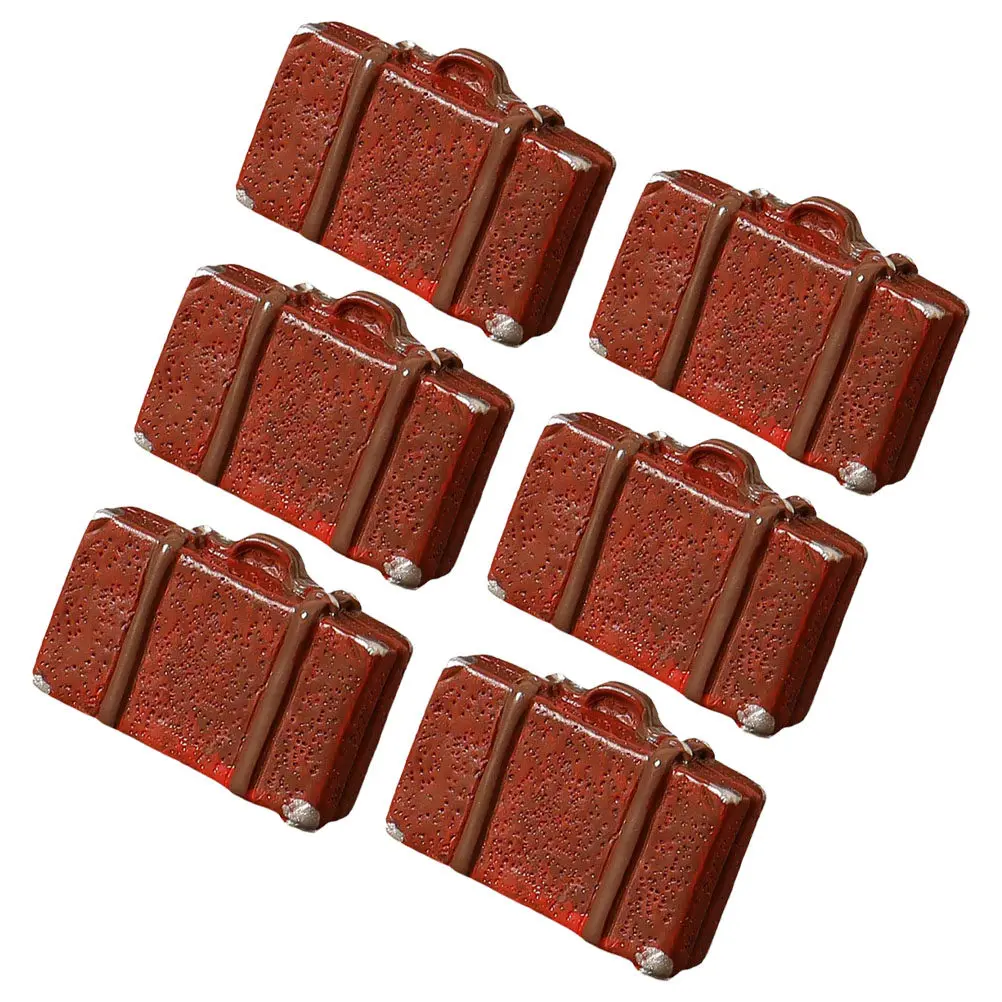 

6Pcs Vintage Mini Suitcase Set Travel Luggage Props Resin Cases for Dollhouse Accessories Miniature Furniture Decoration