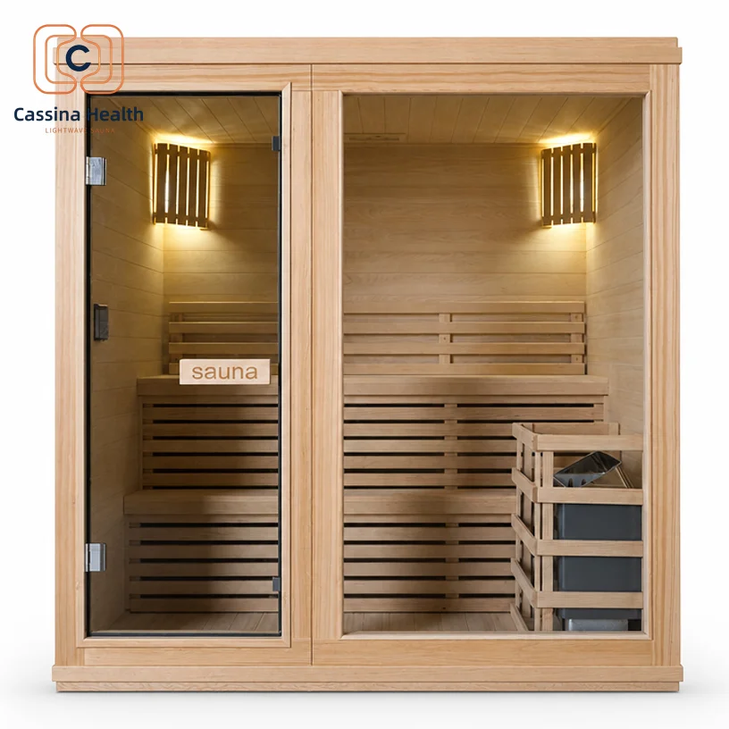 CassinaHealth Finland Sauna Traditional Wet Vapor Hemlock Sauna Room 1800mm4 Person Indoor Traditional Wet Steam Saunas Room