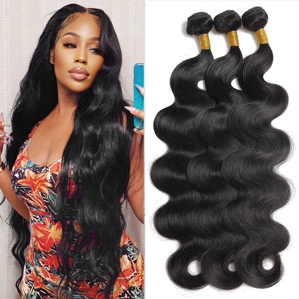 Body Wave Bundles Brazilian Hair Weave Bundles 1/3/4 PCS Human Hair Bundles Natural /Jet Black 8-30