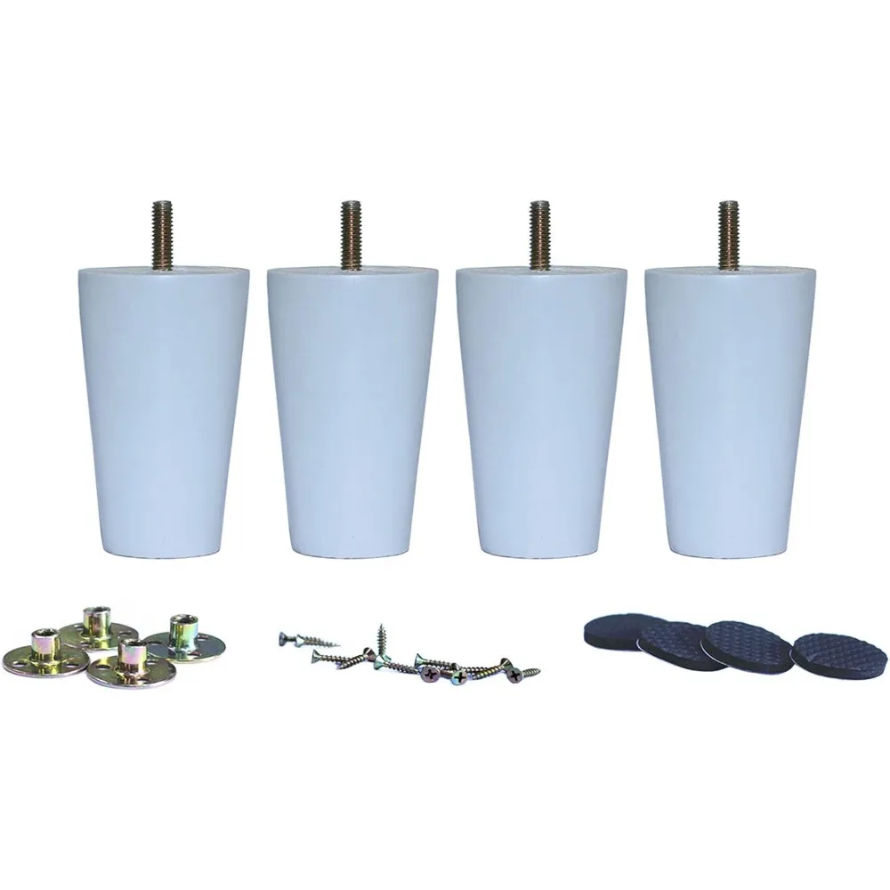 

White Round Solid Wood Replacement Sofa Couch Chair Ottoman Loveseat Coffee Table Cabinet Furniture Wood Legs(4 Set of