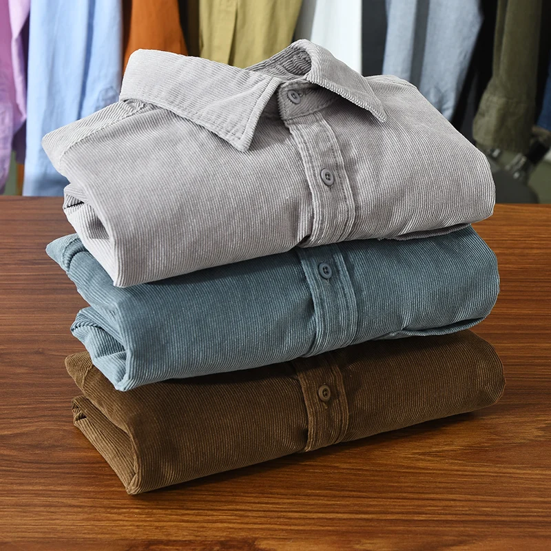 Neue Italien Cord Qualität Baumwolle Hemd Herren Marke Trend Französisch Designer Bequeme Langarm Top Kleidung Chemise Homme