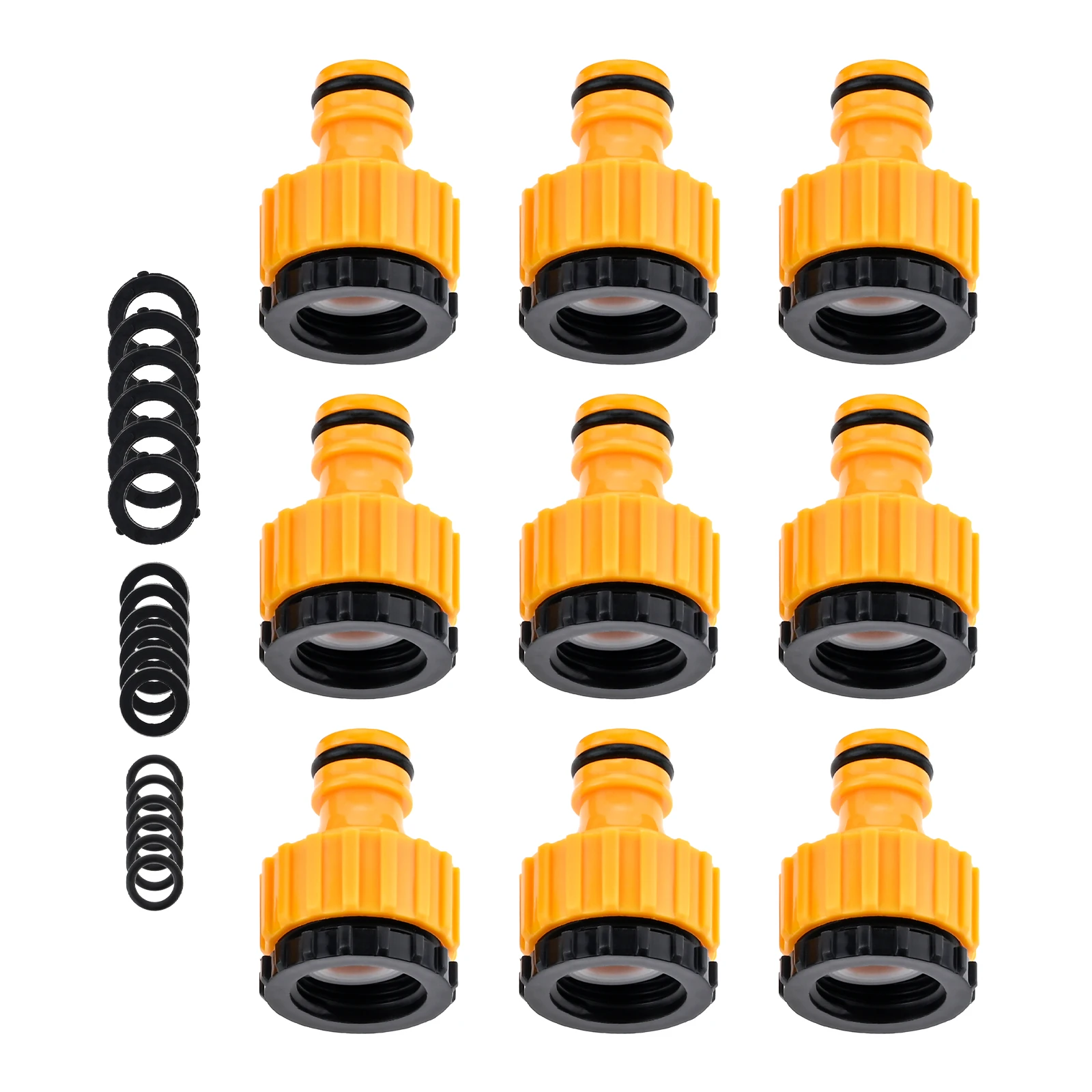 9 buah konektor keran koneksi selang taman, 1/2 inci 3/4 inci 2-in-1 konektor keran adaptor keran taman dengan benang