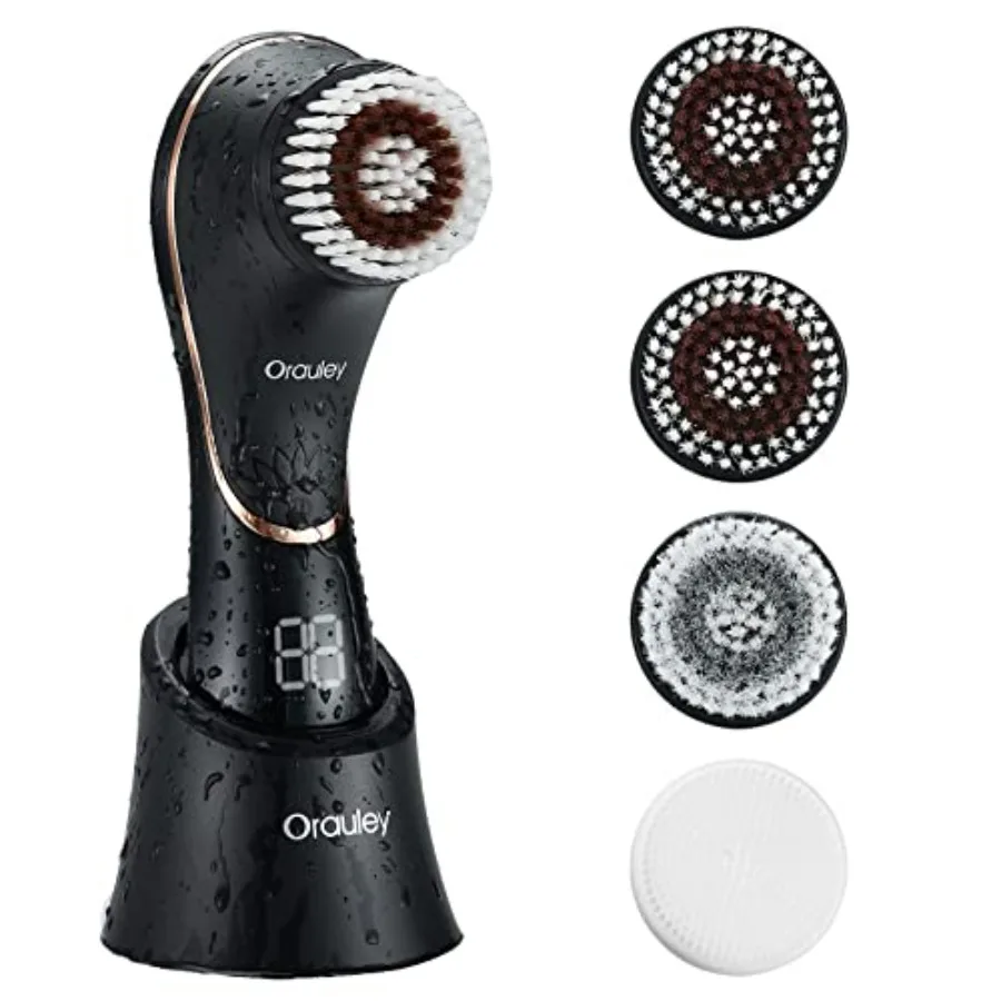 

Facial Cleansing Brush, Electric Face Scrubber Rechargeable Exfoliator IPX-7 Waterproof Rotating Cleanser for Exfoliating, Mass