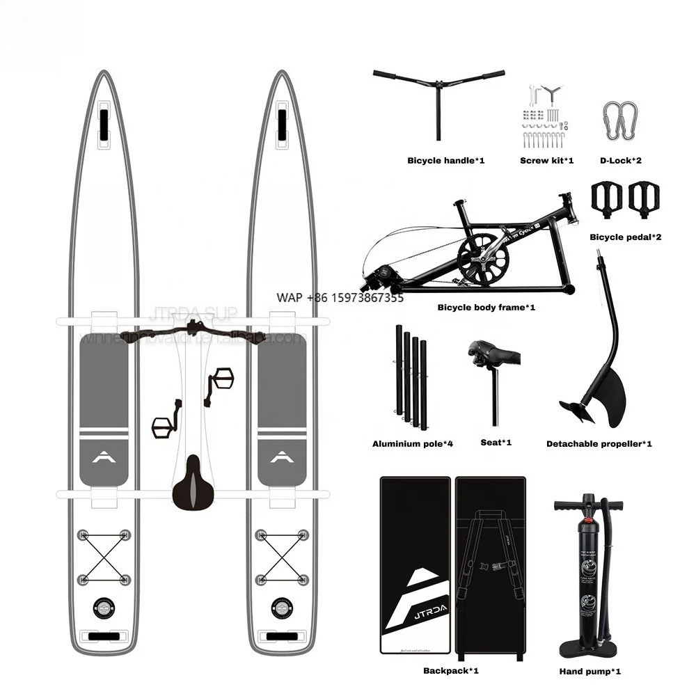 

JTRDA Cheap Customized logo Water Bike Boat Inflatable Water Bicycle Aqua Bike Floating Water Bikes With Paddle Board