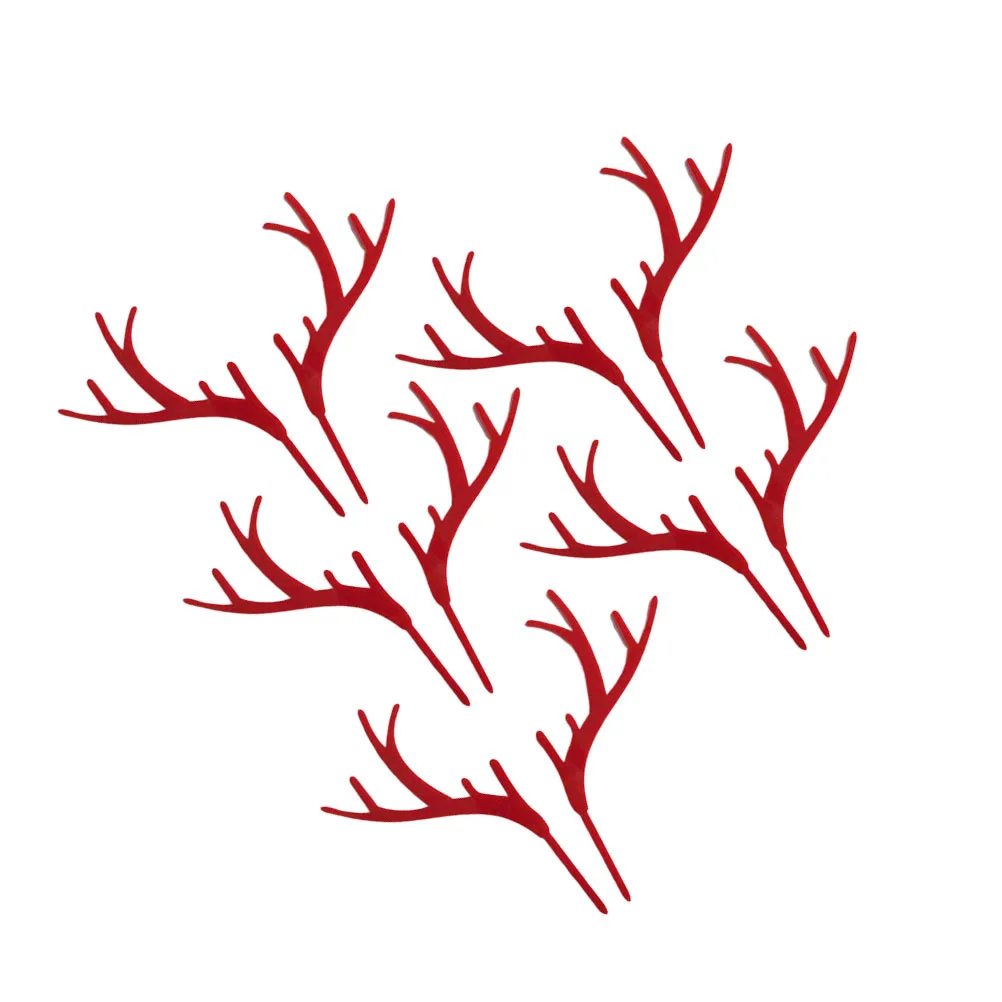 

5Pcs Antler Cake Toppers Christmas Theme Cupcake Decorations Safe and Attractive for Holiday and Celebration Red