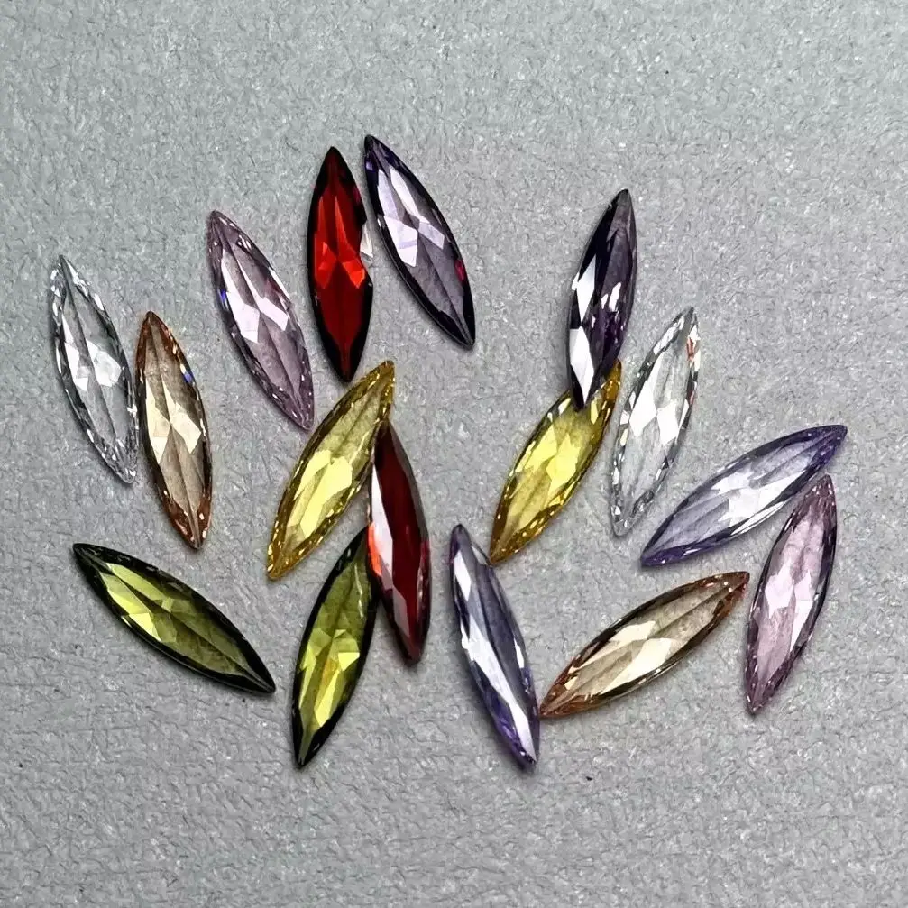 4x15mm CZ Stone Green Red Yellow Synthetic Gems Lengthened Marquise Cubic Zirconia Gemstones