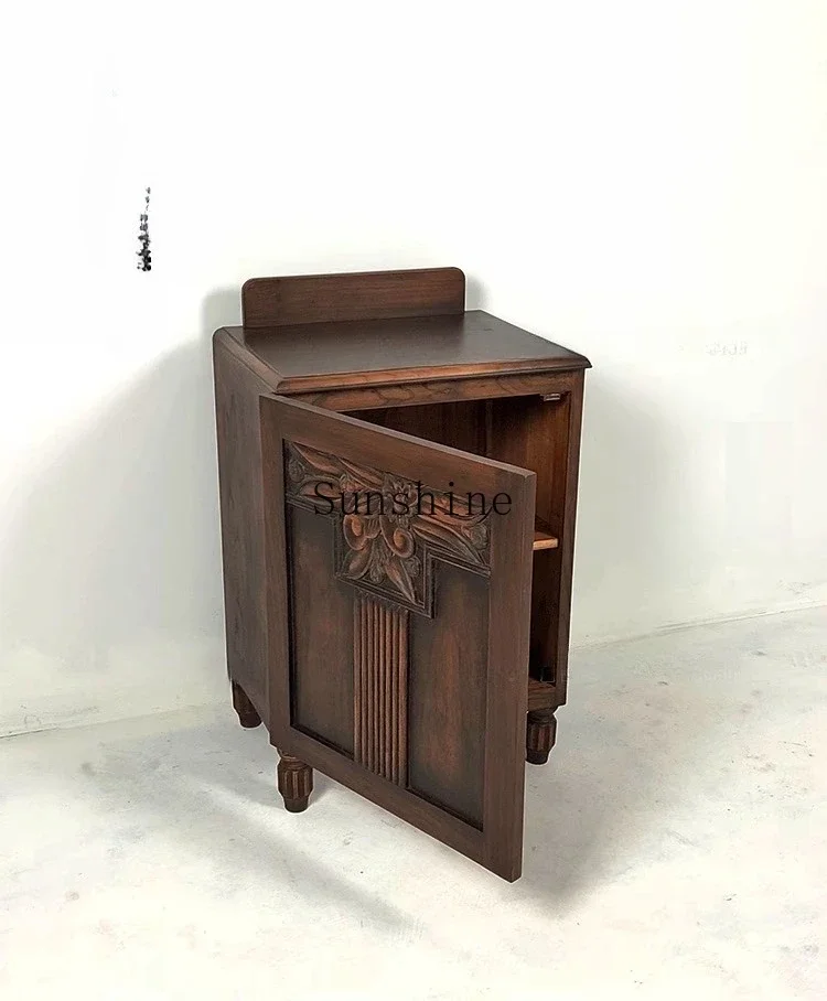 Retro solid wood tenon and mortise small apartment home bed and breakfast bedside table  FT