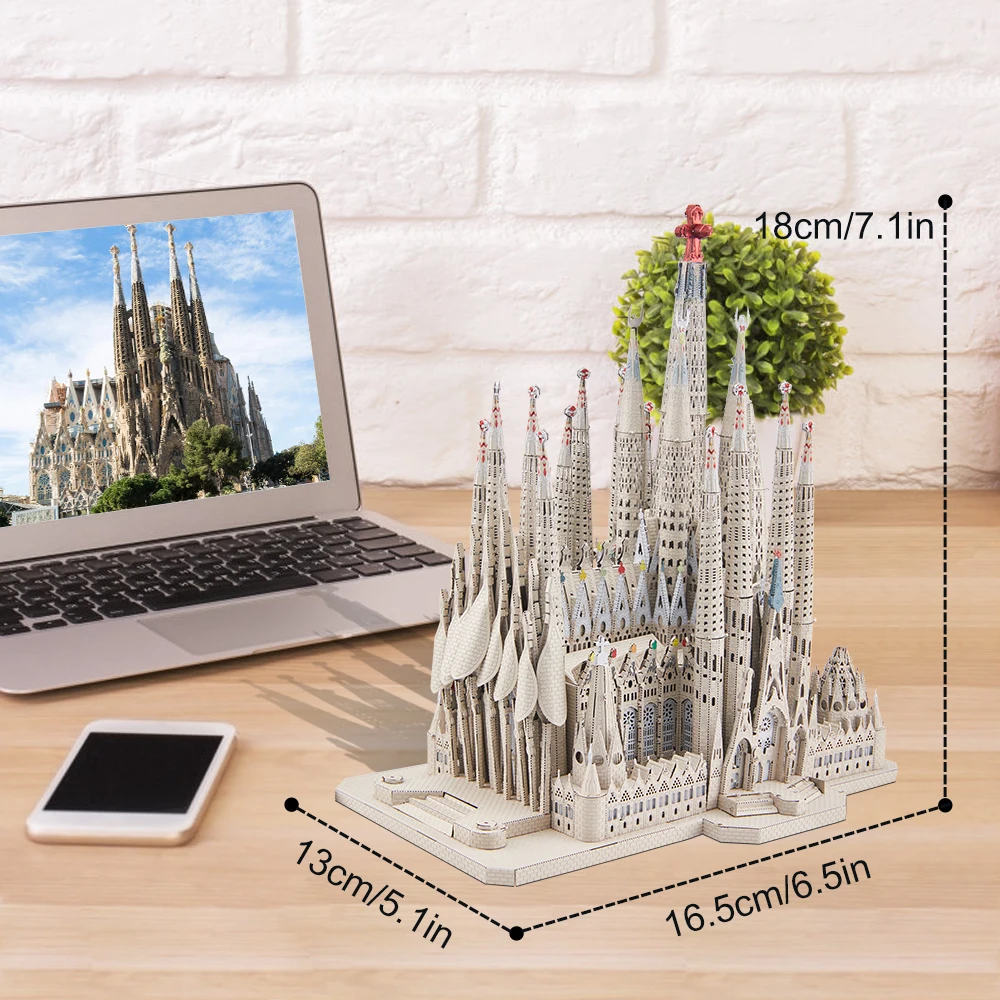 Piececool 3D Metal Puzzles La Sagrada Família Model Building Kits Jigsaw Toy DIY Set for Adult Collection Building Blocks