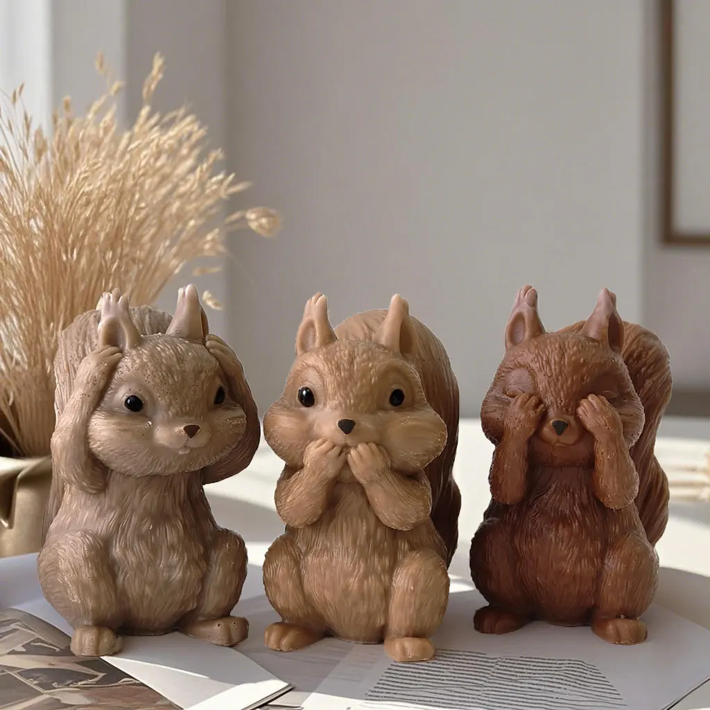 DIY Squirrel Silicone Candle Mold Handmade Aroma Plaster Resin Ornament Mould Gypsum Form Home Decoration Craft Molds