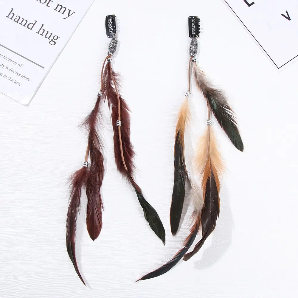 Party Handmade Extensions Novelty Hairclips Hippie Headpieces Feather Hair Rope Headband Headwear
