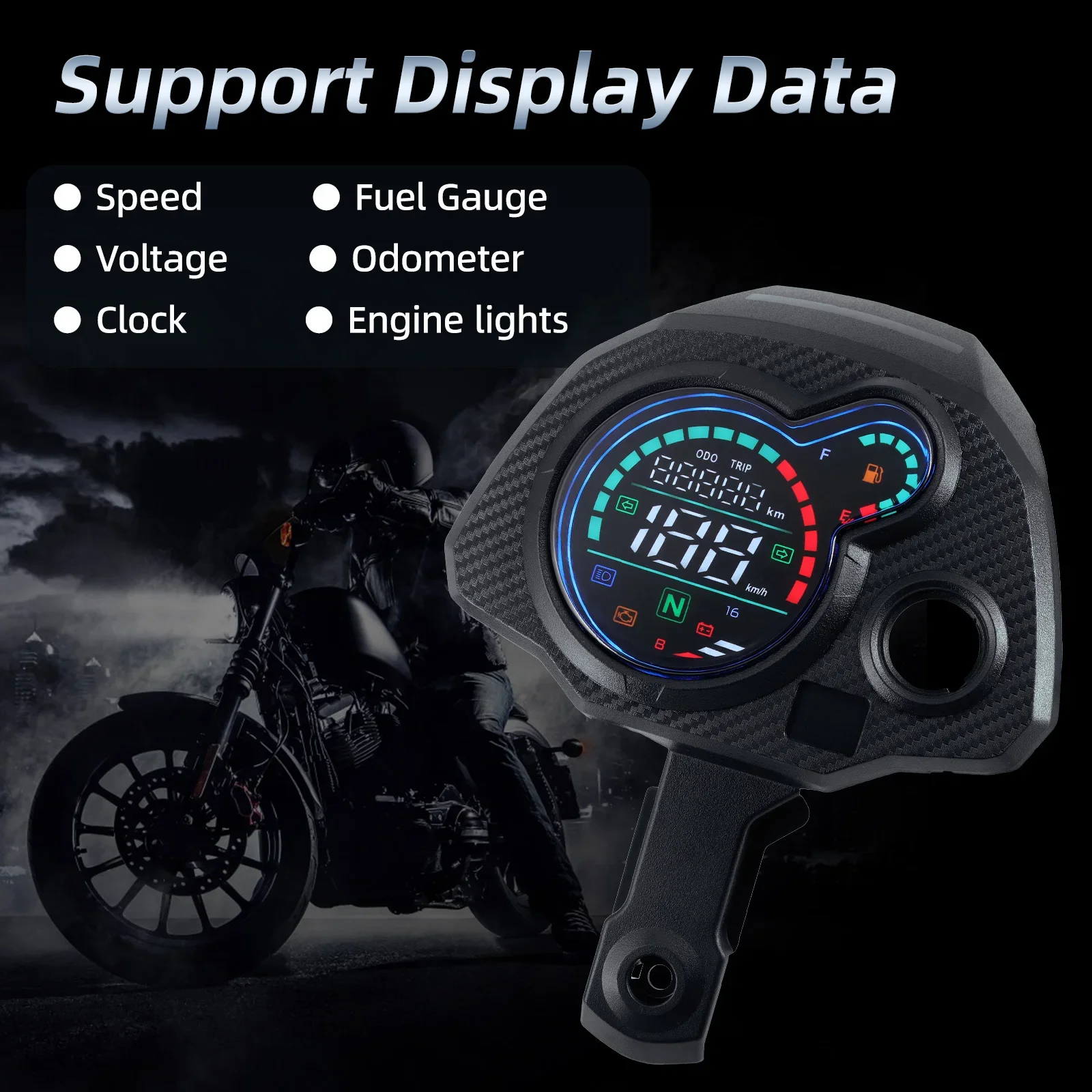 Motorcycle Digital Speedometer LCD Odometer Motorcycle Dashboard with Voltmeter Engine Fault Light for Honda Navi 110 Navi110