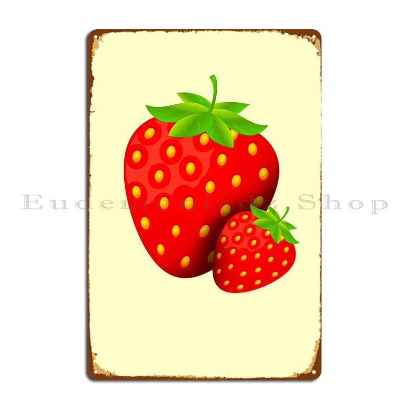 

Fresh Strawberries Fruits Metal Plaque Wall Cinema Create Character Wall Cave Tin Sign Poster