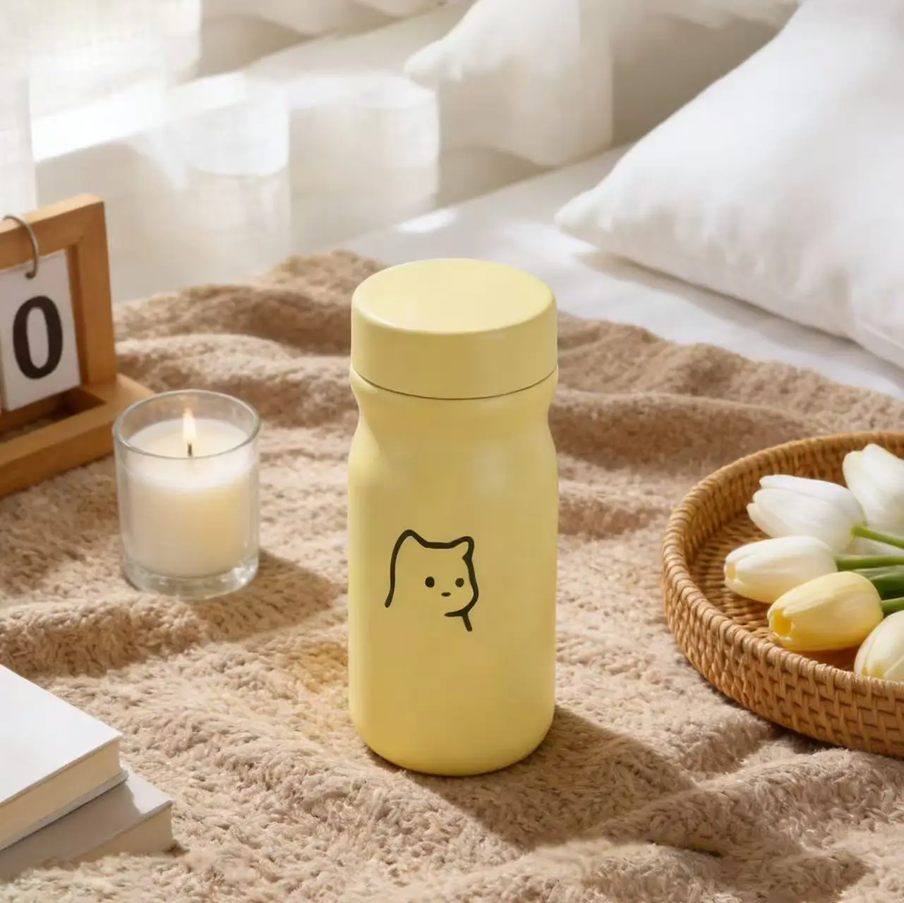 320ml Mini Insulated Cup Stainless Steel Cups Girls High-Looking Water Cup Student School Cartoon Simple Drinking Bottle Gift