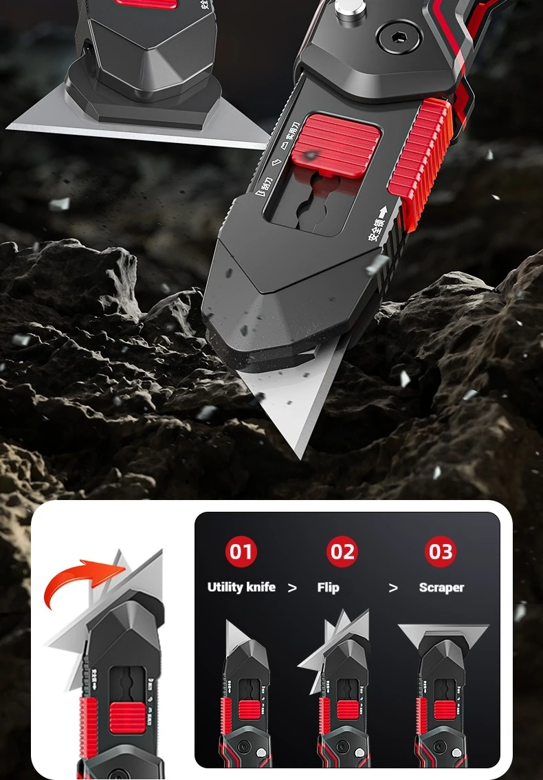 

Zinc Alloy Utility Knife Box Cutter Heavy Duty Retractable for Cartons Cardboard & Boxes with Blade Storage Design Cutting Knife