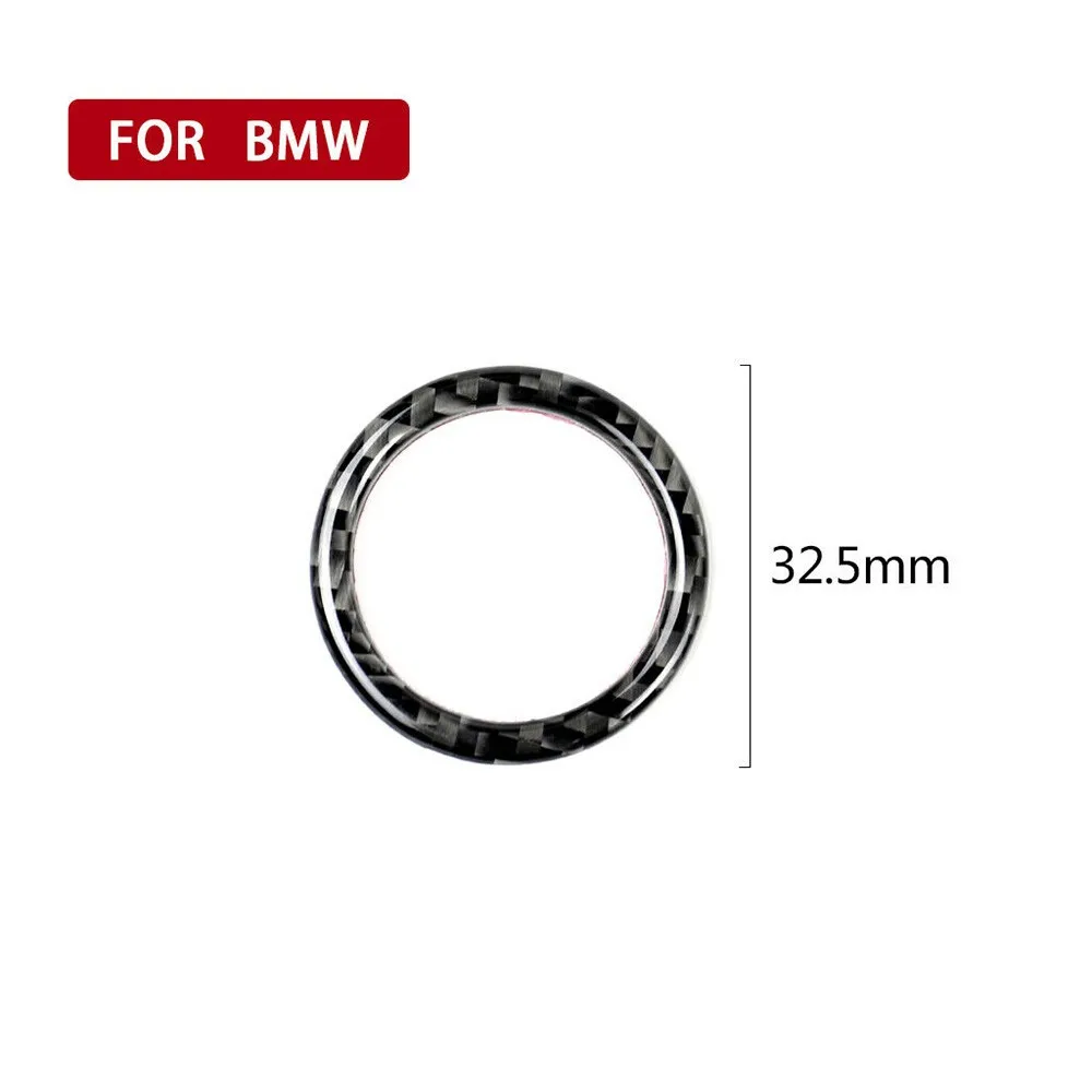 Botón de arranque y parada de motor de coche, anillo de interruptor embellecedor, calcomanías negras de fibra de carbono, accesorios interiores para