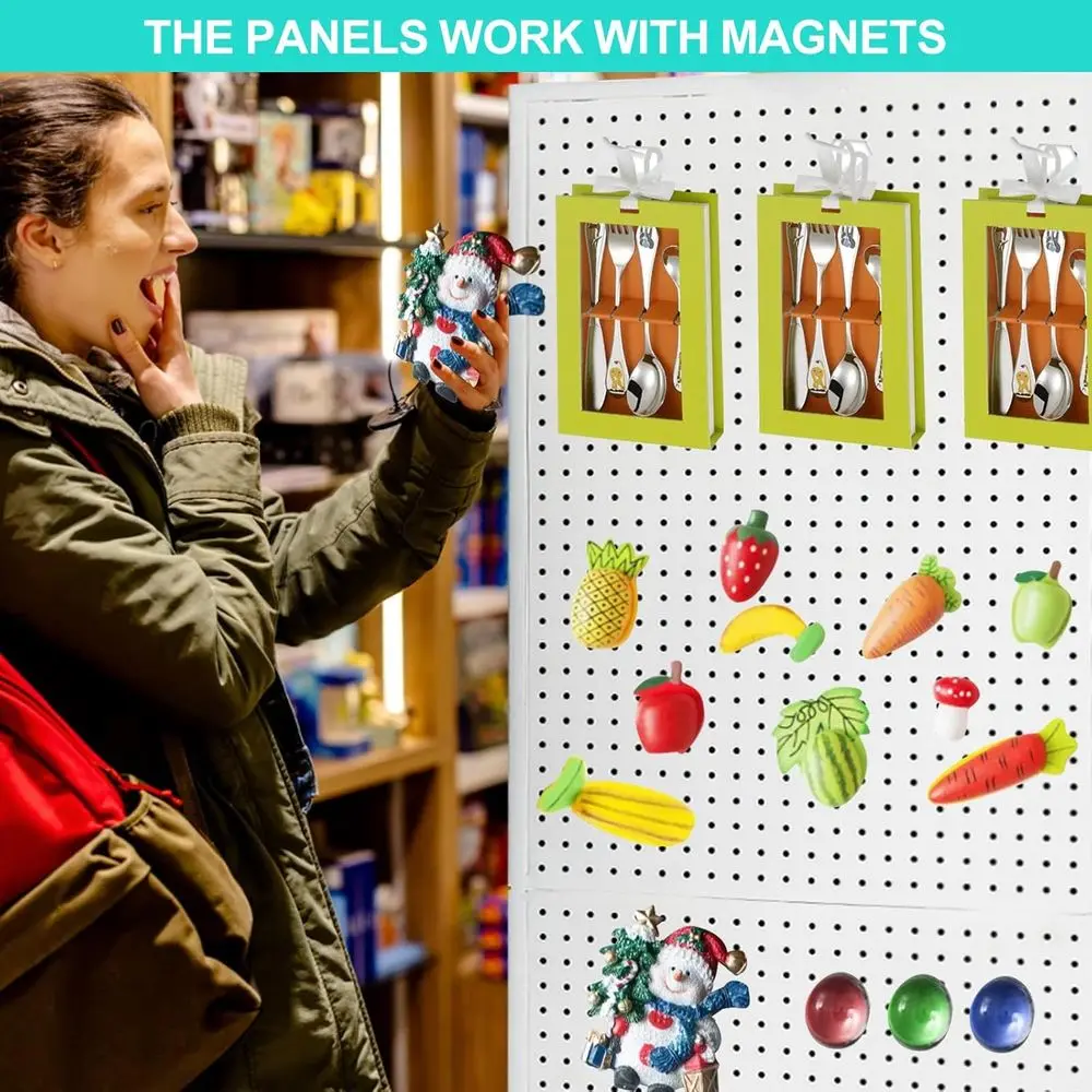 x 6 Rak Display Pegboard Logam dengan Plat, Panel Pegboard, Rak Display Pegboard Berdiri, Rak Display untuk Pameran Kerajinan, Rak Display Seni