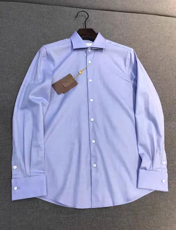 

Italian Sle Men's Busin irt Simple Pure Cotton Long Sve Square Collar Ele Commuting Spring 2026 Menswear