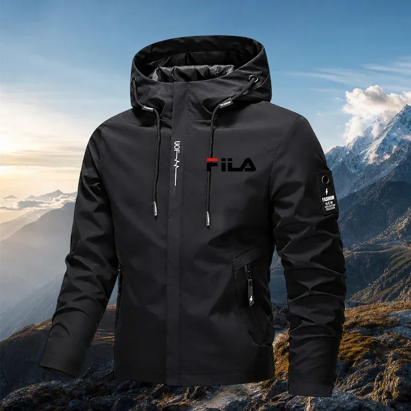 Men Women Black Hooded Windbreaker Spring Autumn Lightweight Outdoor Jacket Windproof Coat