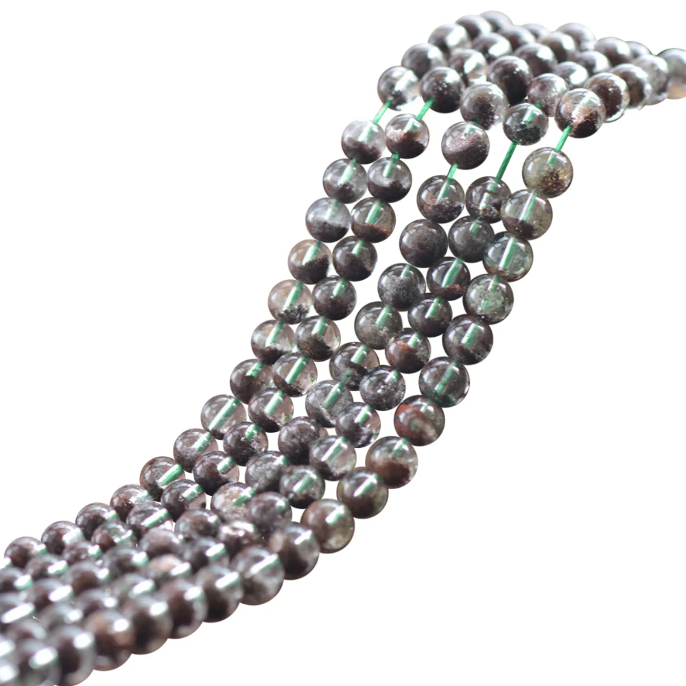 

Бусины из натурального лодолита класса А, хлорит в комплекте, красный фантомный кварц, НЕ усовершенствованный, гладкий, полированный, круглый, прядь 15 дюймов.