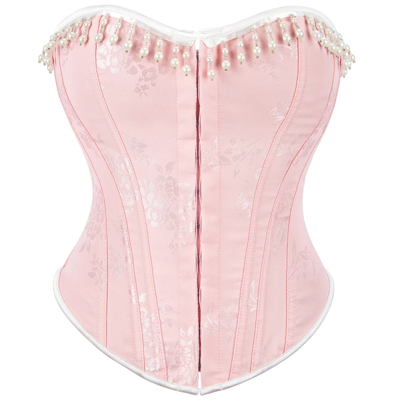 

Sexy Pink Overbust Corsets and Bustiers for Women Lace Up Brocade Body Shaper Waist Trainer Outwear Korset Corset Top корсет