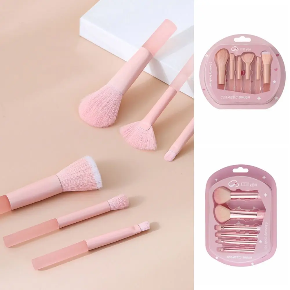 6pcs Furry Makeup Brushes Set Soft Concealer Eyeshadow Powder Brush Eye Shadow Cosmetic Tool Cosmetic Brush Set Student