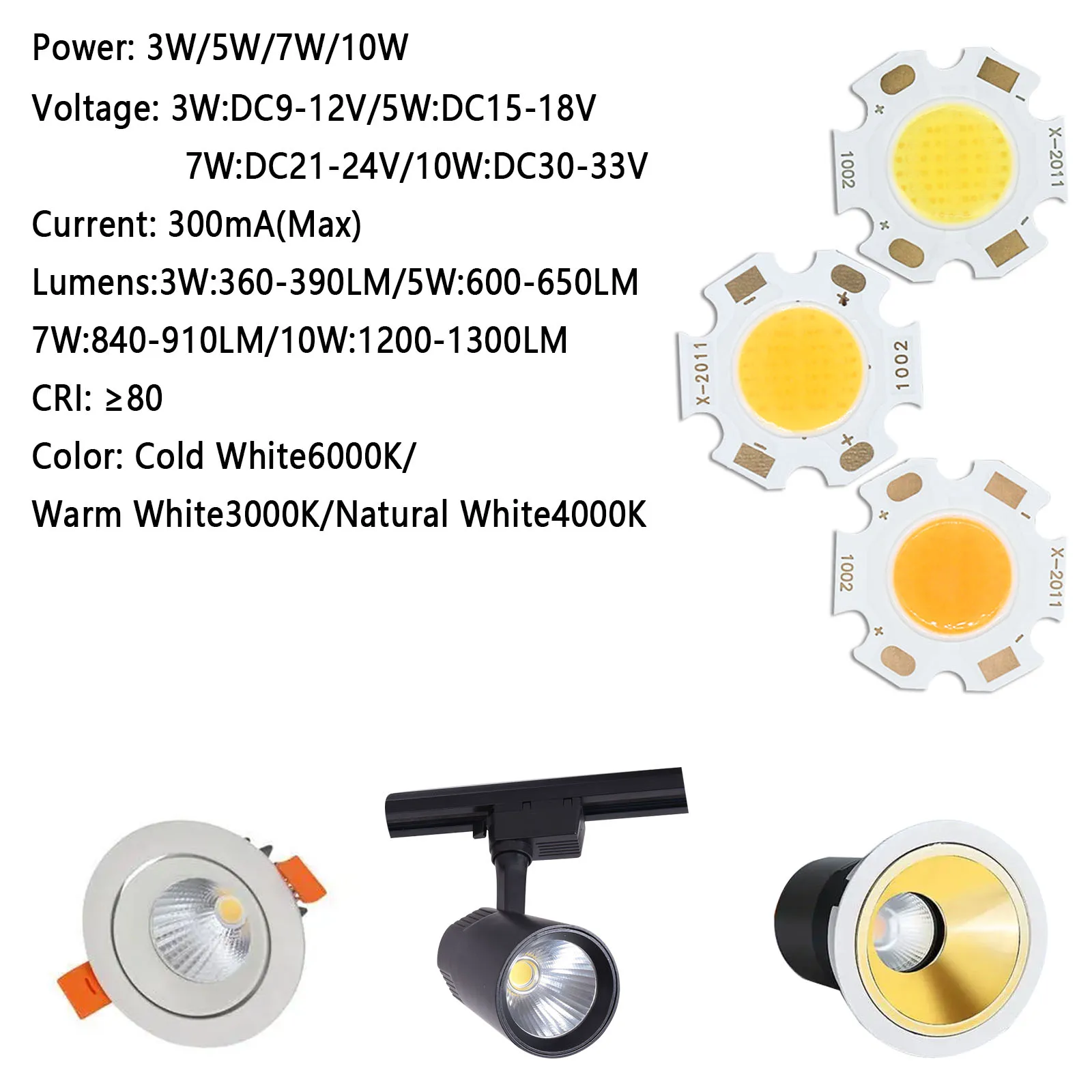 1 قطعة LED COB Bridgelux رقاقة 3 واط 5 واط 7 واط 10 واط الباعثة للضوء ديود 20 مللي متر 300mA LED لمبة الأضواء النازل مصدر الضوء اكسسوارات