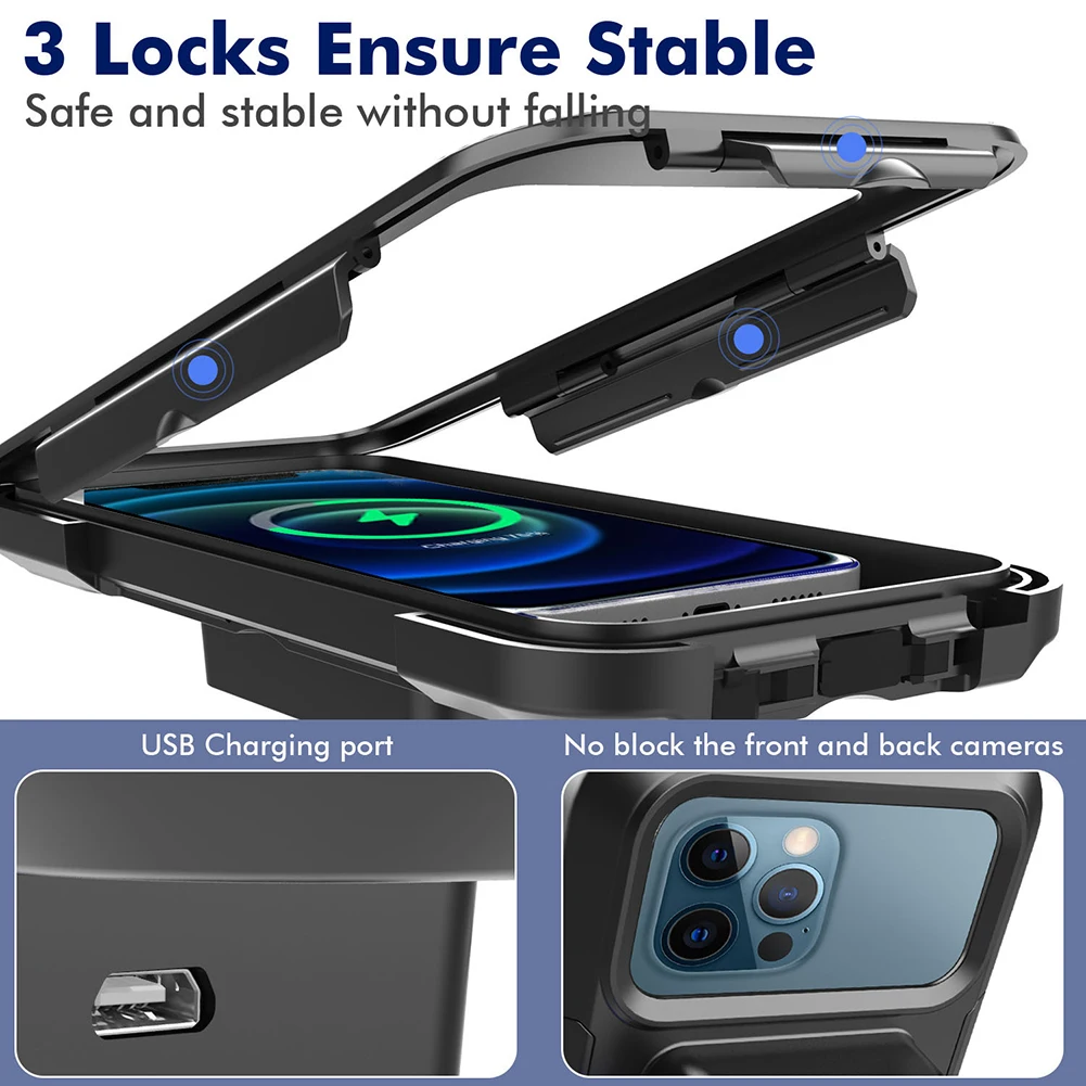 

Wireless Charging Bicycle Phone Holder Scooter Handlebar Phone Case Motorcycle Smartphones Holder Bracket Support Bag
