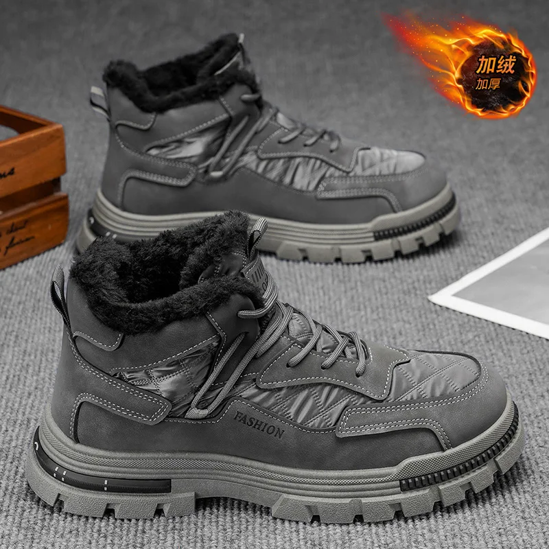 2025 جديد الشتاء الرجال منصة الأحذية في الهواء الطلق الباردة واقية أحذية التنزه غير رسمية موضة رجالي عدم الانزلاق سميكة أحذية قطنية دافئة