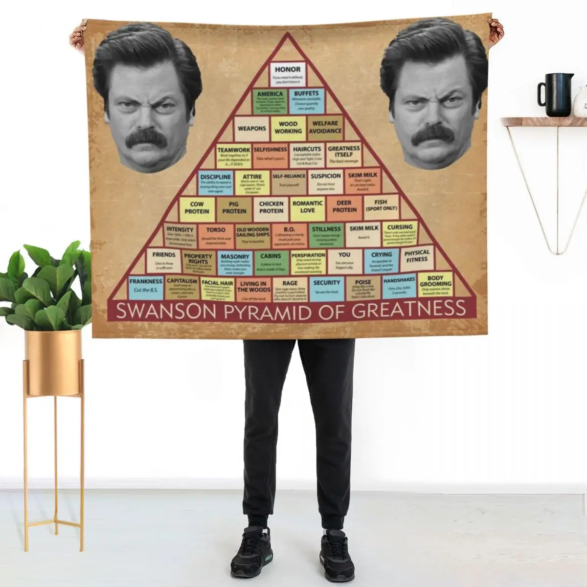 

Swanson Pyramid of Greatness Throw Blanket Cozy Sofa Blanket for TV Watching Napping