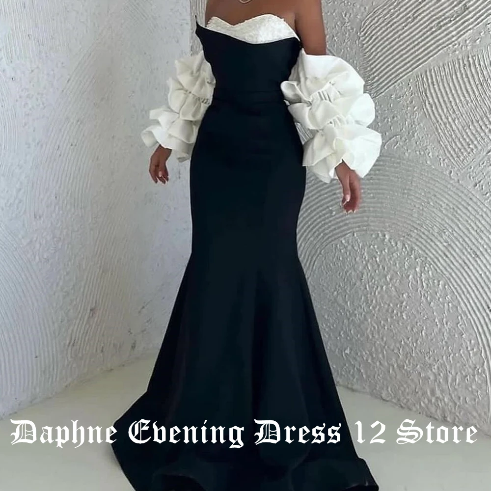 Customized Temperament Mermaid Jersey Off the Shoulder Evening Dress Fashion Strapless Long Sleeves Floor Length Celebrity Gowns