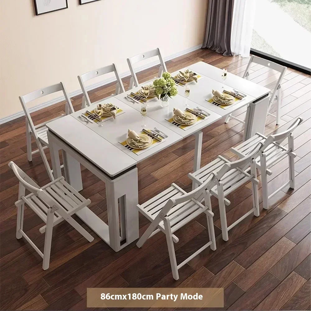 طاولة طعام حديثة قابلة للتمديد، خزانة جانبية مستطيلة مع مساحة تخزين، كراسي أثاث منزلي، مجموعة أثاث طاولة طعام