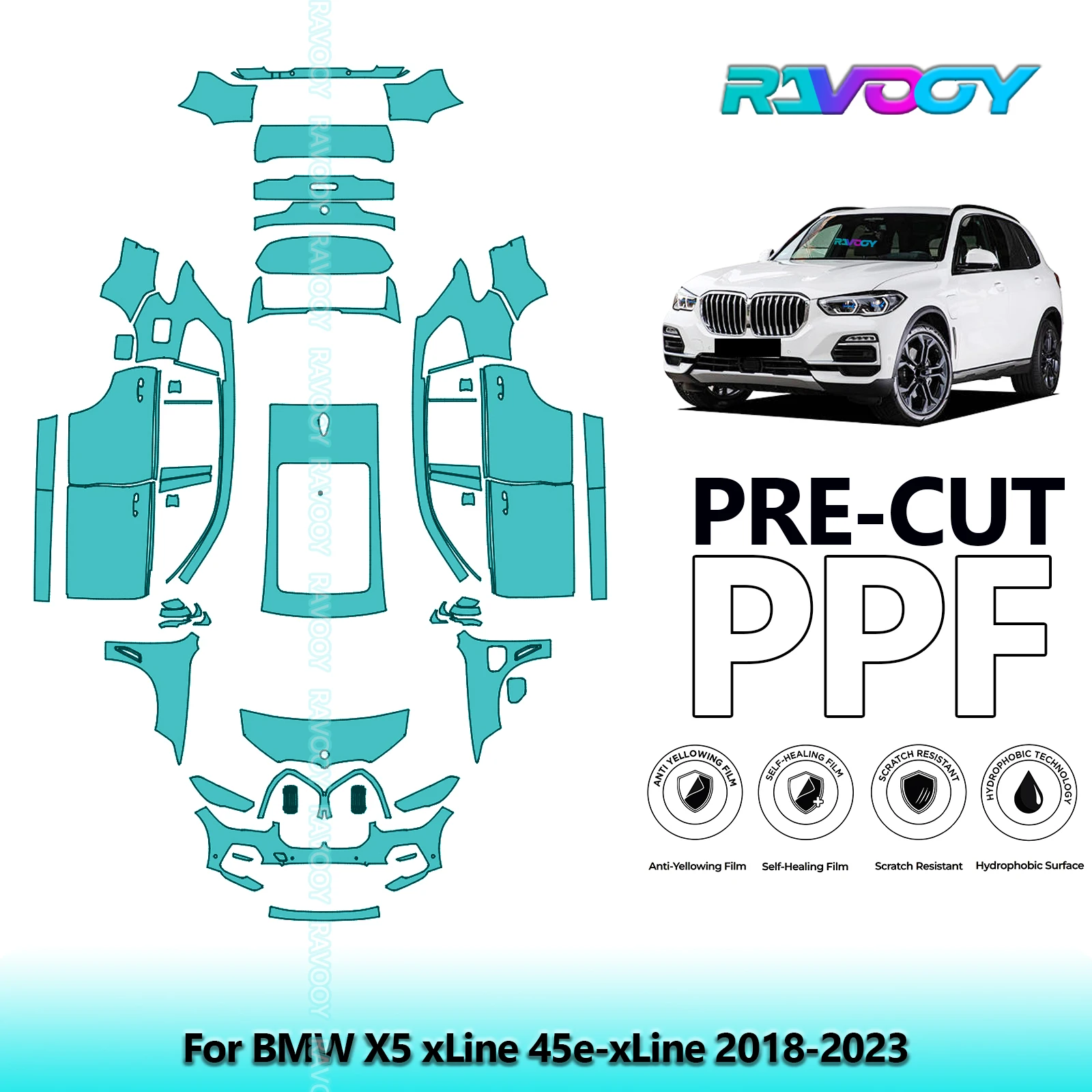 

Precut PPF Paint Protection Film Full Vehicle For BMW X5 xLine 45e-xLine 2018-2023