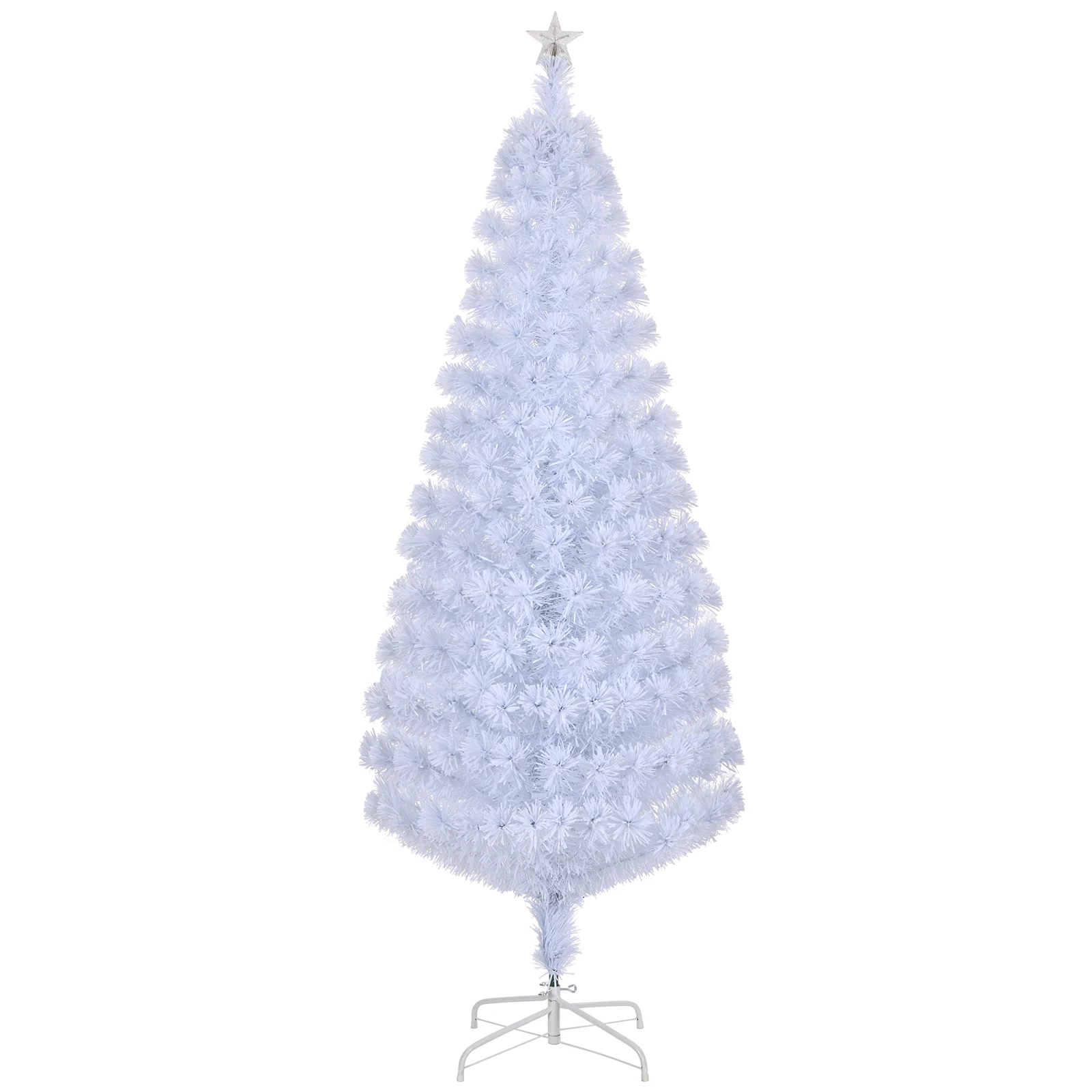 6 FT Pre-lit Christmas Tree, Artificial Fiber Optic Christmas Tree with Lighted Top Star and 220 Branch Tips