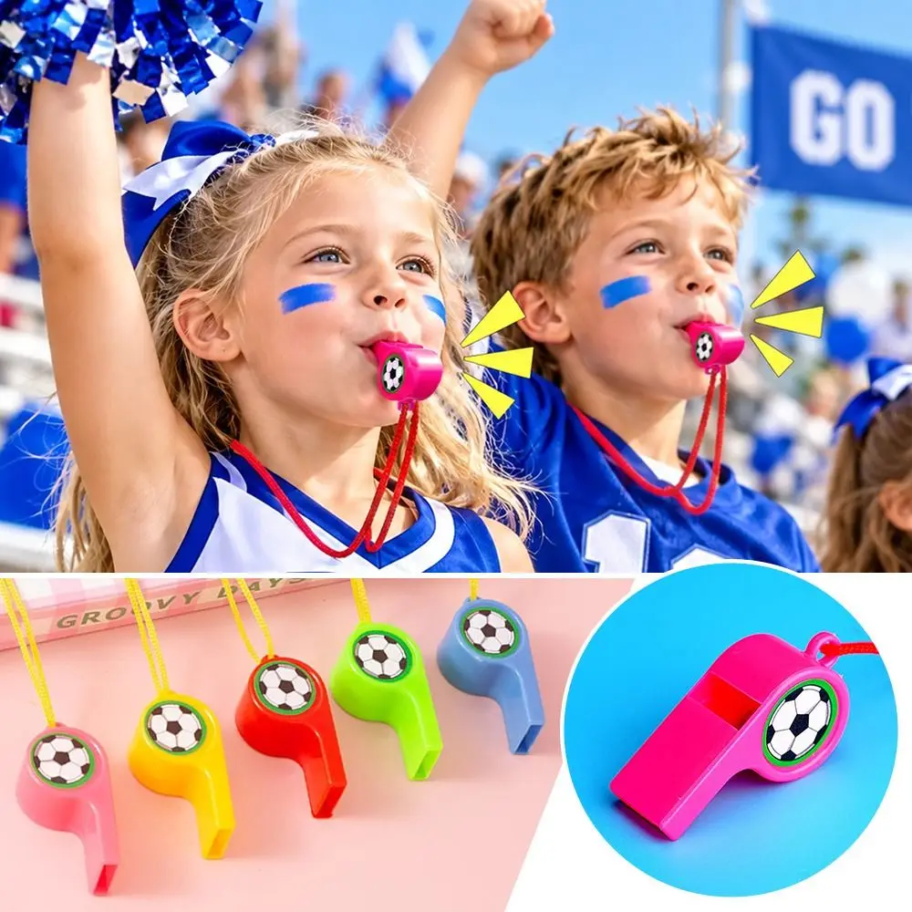 10Pcs with Rope Football Whistle Random Color 2 Styles Cheerleader Cheering Props Whistle Coach Whistle Birthday Party Favors