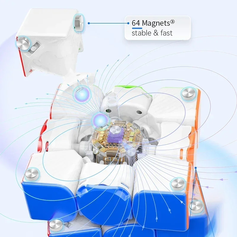 Gan 12Ui FreePlay 3x3 cubo inteligente mágico magnético, Cubo de velocidad sin pegatinas, juguetes Fidget profesionales