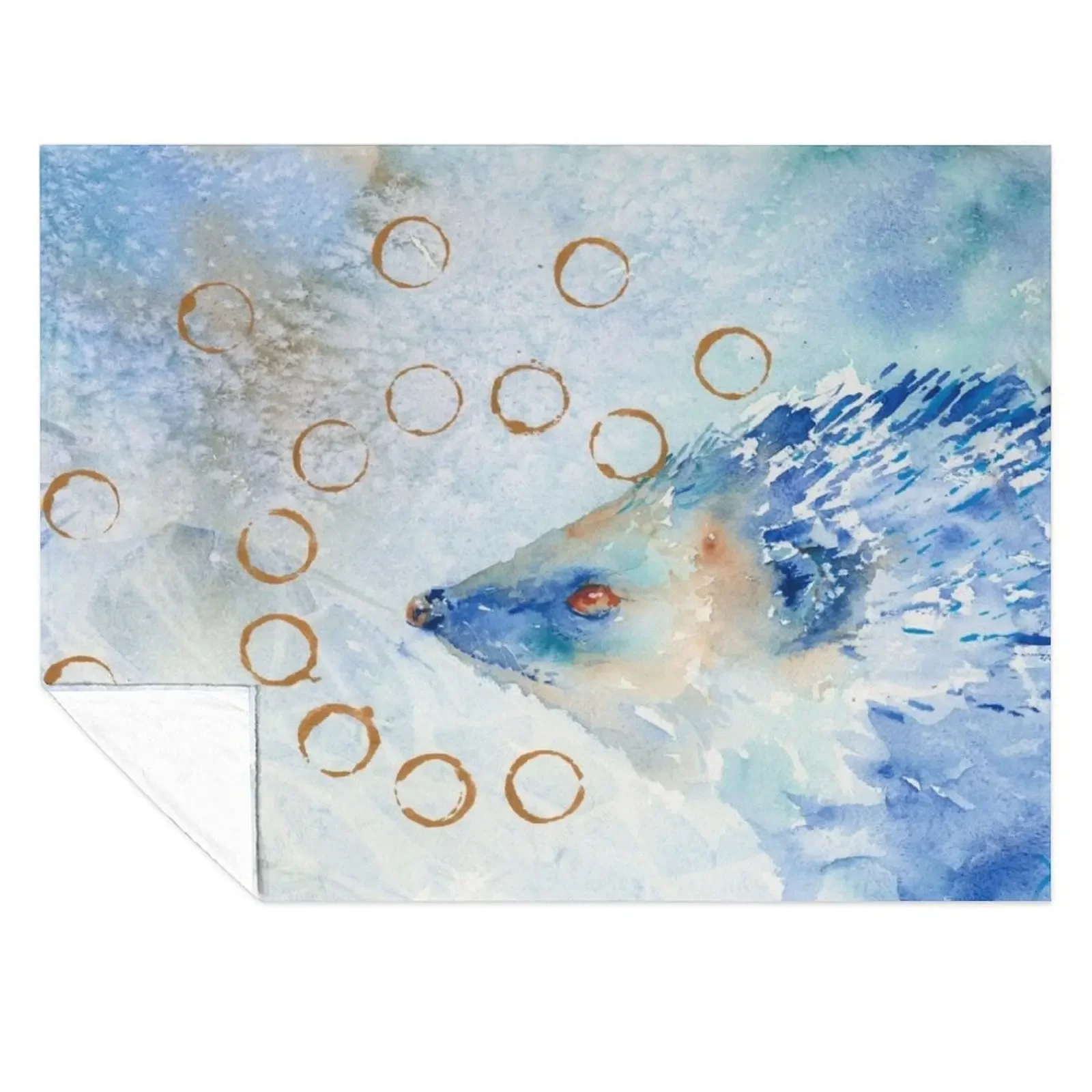 

Blue Hedgehog with Gold Rings Watercolor Painting Throw Blanket Winter beds Cute Plaid Sofas For Sofa Thin Blankets