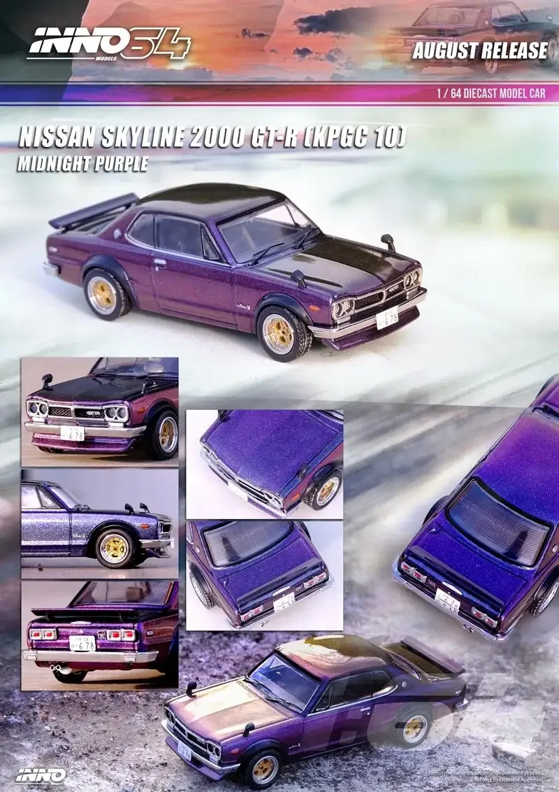 INNO64 MODELS  1:64 NISSAN SKYLINE 2000 GTR KPGC10 dieccat alloy car model