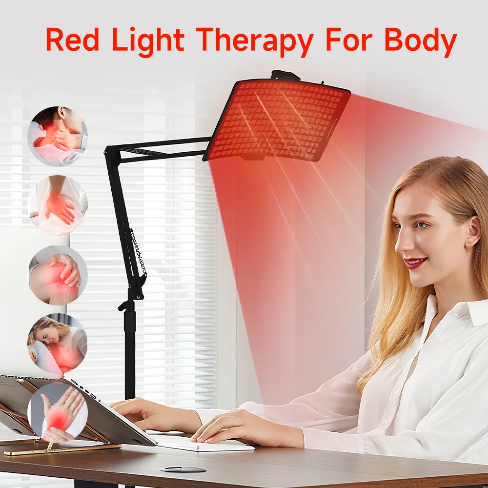 赤外線ライトセラピーパネル（スタンドとベルト付き）、660nm赤色光と850nm近赤外線LED赤色光療法デバイス（家庭用）