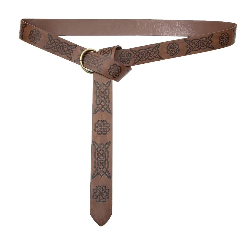 Viking Leather Belt Set - Real Medieval Waistband with Pouch for Halloween & Renaissance Fair (Brown/Black)