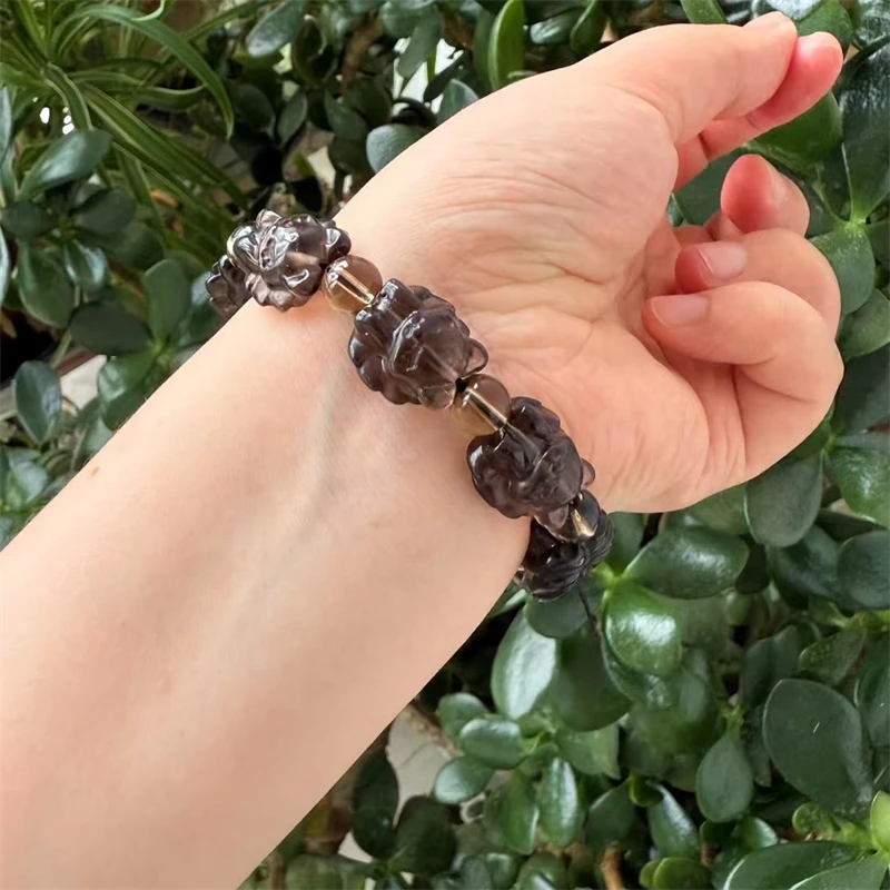 8 مللي متر الطبيعية سموكي الكوارتز حبة سوار اليدوية كريستال مجوهرات تمتد الأطفال هدية عيد ميلاد 1 قطعة #1